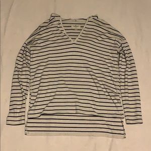 Light gray and navy blue striped sweater